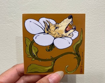 Floral Wolf Sticker, Waterproof Vinyl Decal