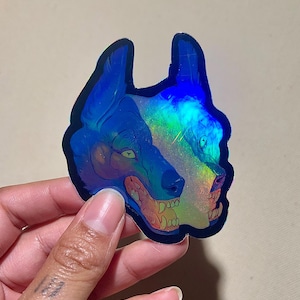 Inner Wolf Sticker, Vinyl Stickers, Waterproof, Water Bottle Sticker, Laptop Decal, Unique, Trippy, Rainbow, Art, Wolf, Holographic
