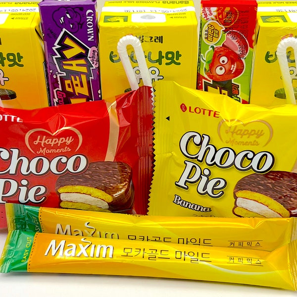 Korean Snacks I All time Favorites I Korean Taffy I Korean Choco Pies I Korean Banana Milk I Korean Coffee I Korean Snack & Drink Box