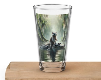 エッチング加工のワニ柄パイントグラス：ユニークなエキゾチックな動物