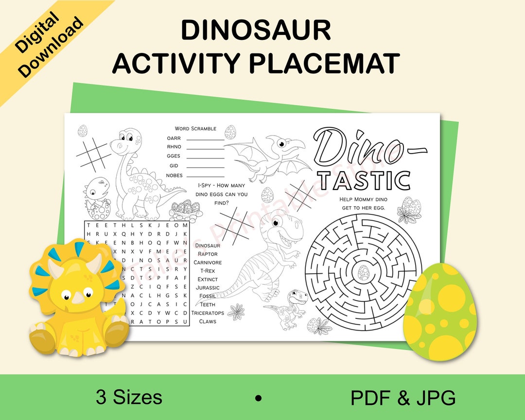Dinosaur Activity Placemat, Activities for Kids, Dinosaur Activities ...