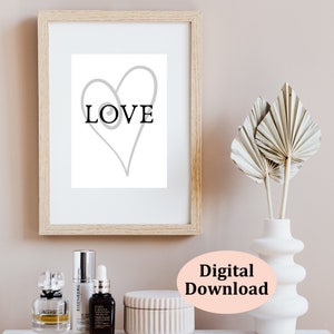 Love in Heart Printable Wall Art, Love Print, Home Decor, Printable Wall Art, Love Heart Print, Love Wall Decor, Love Sign, Love Print