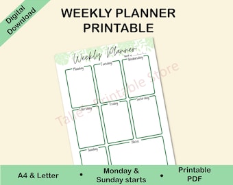 Weekly Planner Printable, A4, US Letter (Digital Download)