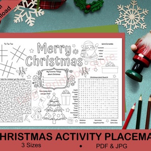 Christmas Placemat, Christmas Activity Placemat, Kids Christmas Activities, Christmas Kids Placemats, Christmas Coloring Pages, Kids Games