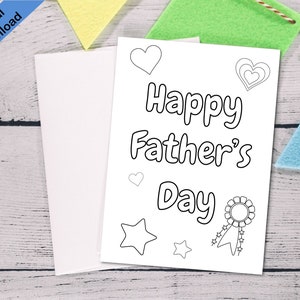 Printable DIY Coloring Father&#39;s Day Card, Father&#39;s Day Card from Kids, Coloring Card, Happy Father&#39;s Day, Card for Dad, Print and Color