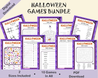 Halloween Games Bundle, Kids Party Activities (Printable PDF)