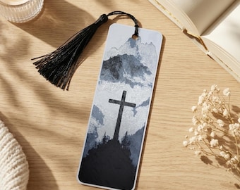 Mountain Cross Bookmark | 3D Printed Textured Christian Art | Faith Gift for Book Lovers