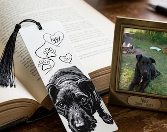Personalized Pet Memorial Bookmark Made From Photo - Custom Dog Sympathy Gift and Cat Loss Keepsake