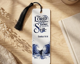 Moses Parting the Sea Bookmark | 3D Printed Scripture Art | Exodus 14:14 Bible Verse | Christian Gift for Book Lovers