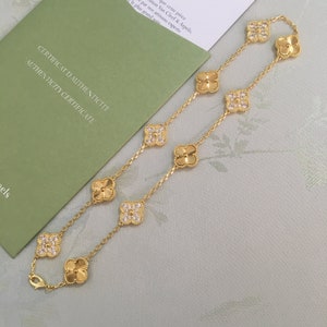 Authentic Van cleef & Arpels  diamond necklace 10 motif  in 18K gold