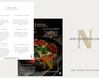 Editable Restaurant Menu Template: Printable Food Menu (Digital Download)
