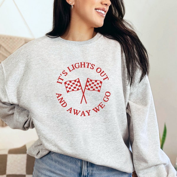 Formula One It's Lights Out and Away We Go Crewneck Sweater, Catchphrase, Formula One, Racing, Trending, Saying