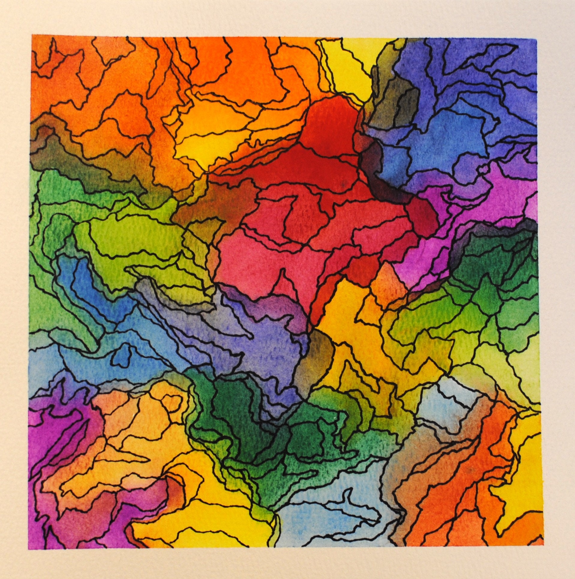 Watercolor Abstract Map - Print - Etsy