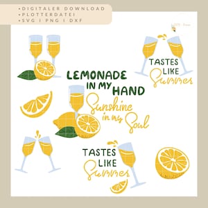 Lemonade Plotter-bestandsbundel • Zomer SVG • Citroenspreuken • DIY decoratief T-shirtglasontwerp • Digitale download