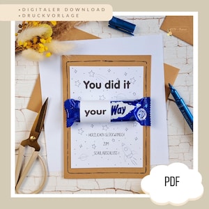 Druckvorlage Karte zum Abschluss "You did it your way" - PDF - digitaler Download - Abitur, MSA, Berufsschule, Uni