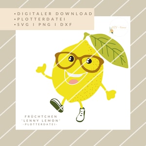 Plotterbestand "Lenny Lemon" – Grappige citroen voor je zomerprojecten! - SVG/PNG/DXF