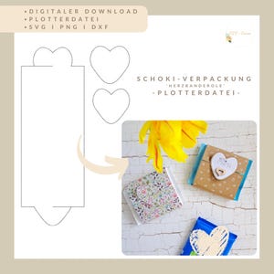 Plotter file for heart-shaped band - SVG, PNG, DXF - digital download - packaging for square chocolate