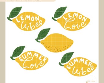 Plotterfilpaket med citronvibbar • Citron SVG sommarordspråk • DIY-dekoration för skjorta och glasögon • Digital nedladdning