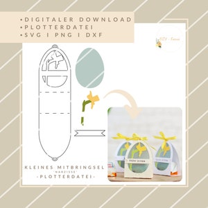 Plotterdatei Kleines Mitbringsel "Narzisse" - SVG, PNG, DXF - digitaler Download - Verpackung für Schokopraline