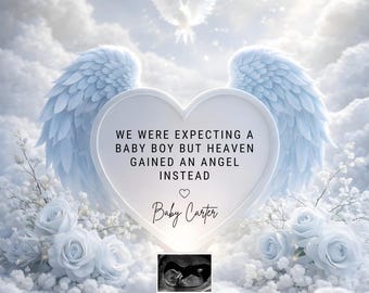 Plantilla de anuncio de pérdida de embarazo / Memorial de un bebé ángel / Diseño editable en Canva