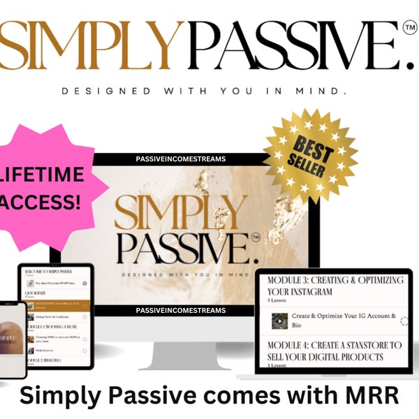 Simply Passive - Digital Marketing for Beginners with MRR Digital Marketing Course | Faceless Marketing | Digital Products To Resell