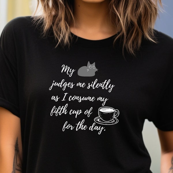 Coffee & Cat, Cat Lover, Coffee Lover, Unisex, Cat Tees, Funny Coffee Shirt, Coffee Addict, Kitty Cafe Shirt, Meow, Coffee Guy Gal, Espresso