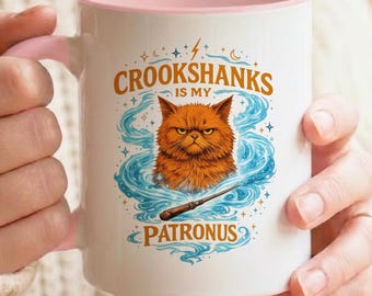 Krummbein ist mein Patronus Becher, Zaubererkatzenkaffeetasse, magisches Buch-Liebhaber-Geschenk, Hermine inspirierte Katzentasse