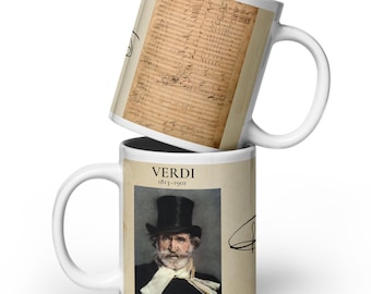 Taza con retrato de Verdi / Regalo para el compositor Giuseppe Verdi / Taza de cerámica para amantes de la ópera