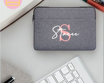 Personalised Monogram Laptop Bag, Initial Tablet Bag, Custom Name Computer Bag, Unique Laptop Sleeve, Best University Gift, Father Days Gift