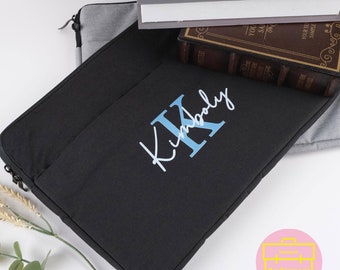 Monogram Personalized Laptop Bag, Initial Tablet Bag, Custom Name Document Bag, University Gift, 13"14"15" Size, Back to School, Father Gift
