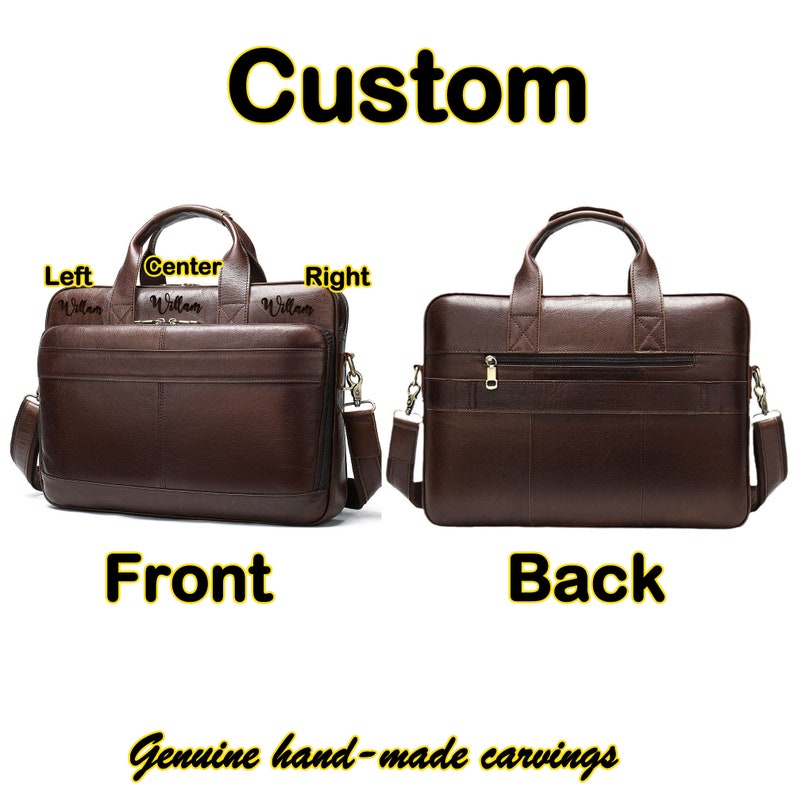 Custom Build Purse Computer Personalized Leather Briefcase Laptop Bag, Custom Engrave Messenger Bag ...
