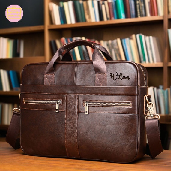 Personalized leather computer bag sale