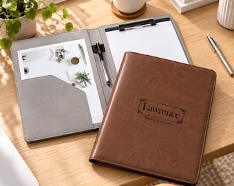 Custom A4 Portfolio, Personalized Leather Padfolio Organizer, Document Holder, Office Gift, Corporate Gift, Graduation Gift