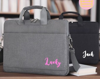 Personalized Name Laptop Bag, Custom Laptop Sleeve, Customized Messenger Bag, Unique Protective Computer Travel Bag, Father Mother Days Gift