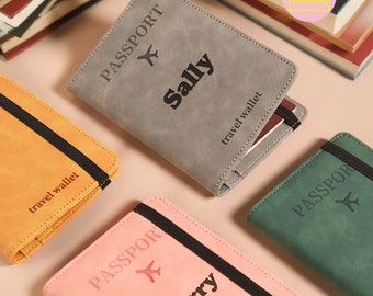 Custom Travel Wallet, Personalized Name Leather Travel Wallet, Engrave Initial Wallet, Passport Holder, Custom Travel Organiser, Father Gift