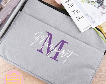 Custom Monogram Laptop Bag, Personalised Name Computer Bag, Initial Tablet Bag, Unique Document Bag, University Gift, Father's Day Gift, 15"