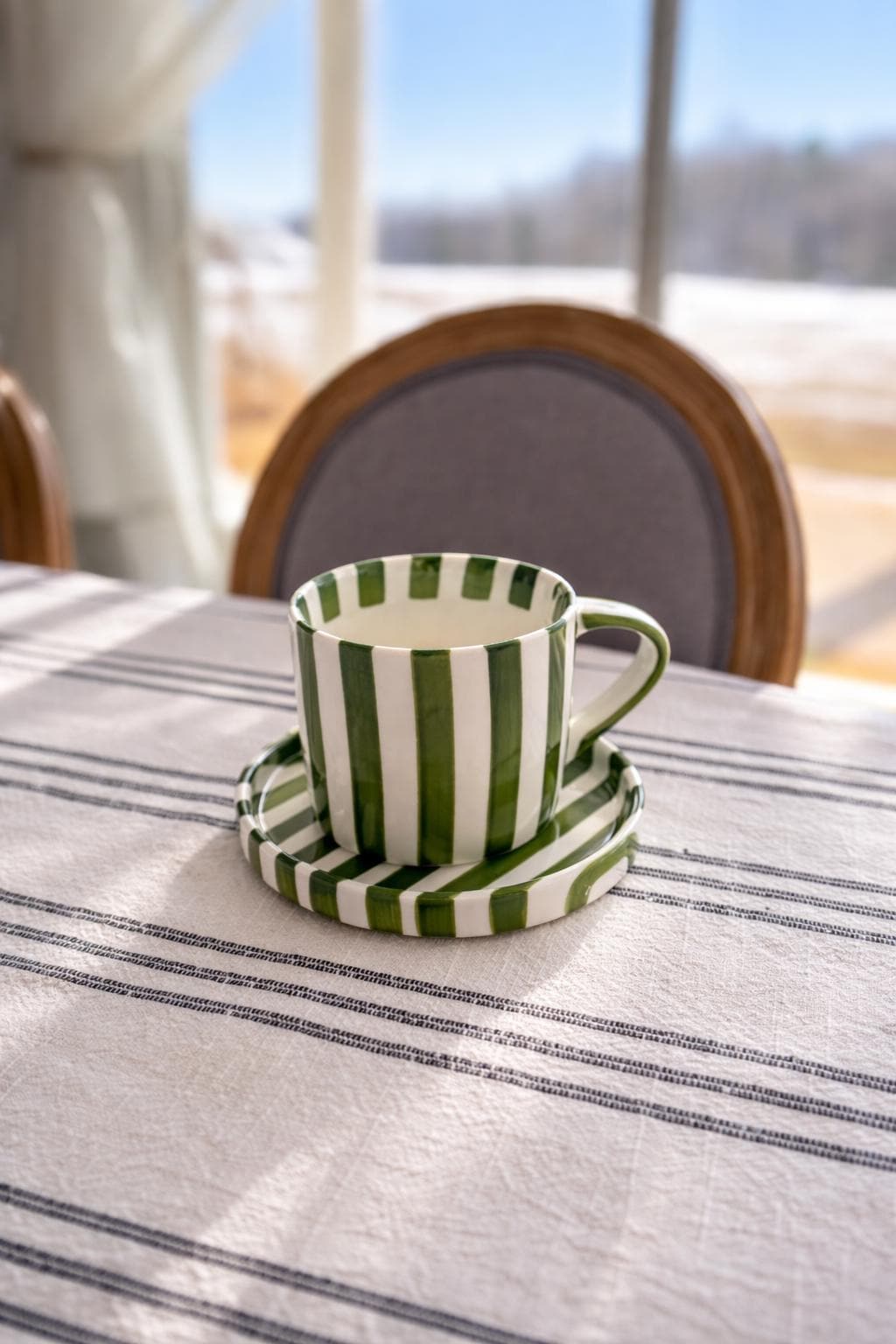 Vintage Green Stripe Coffee Mug - Etsy