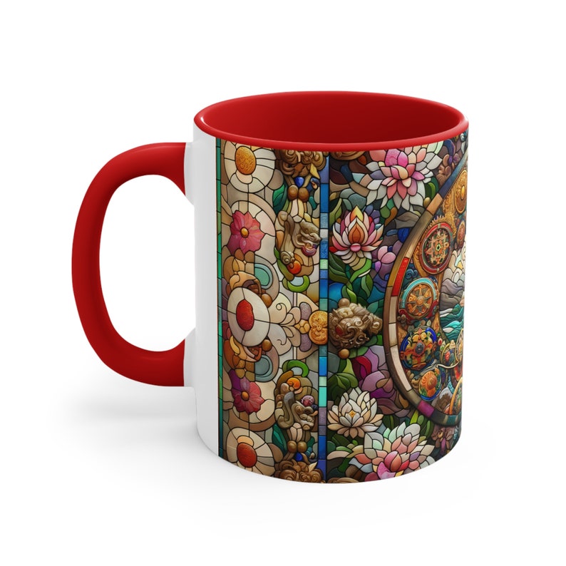Stained Glass Buddha Mug – Zen Meditation Drinkware, Spiritual Gift for Peace Seekers, Mindfulness Tea Cup, Yoga Decor Coffee Mug image 4