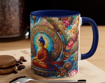 Buddha Stained Glass Accent Coffee Mug, 11oz