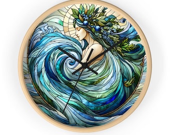 Water Goddess Wall Clock, Mythical Spirituality Decor, Divine Feminine Timepiece, Mystical Home Accessory, Pagan Goddess Art Clock