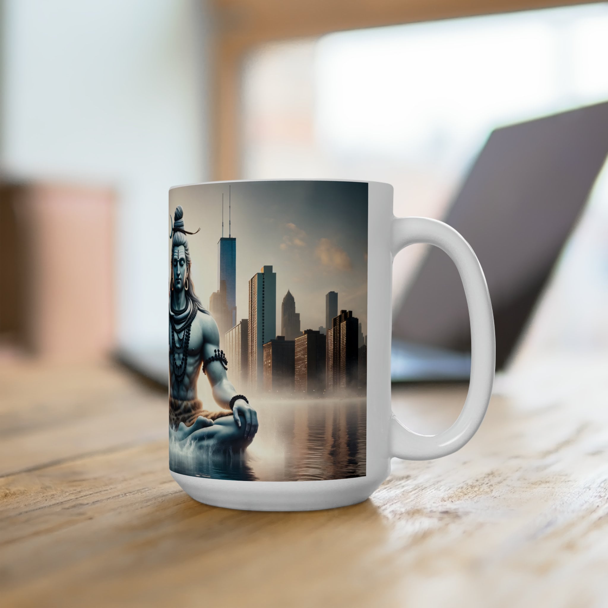 Chicago Skyline Shiva Mug – Hindu Lake View Coffee Cup, Spiritual ...