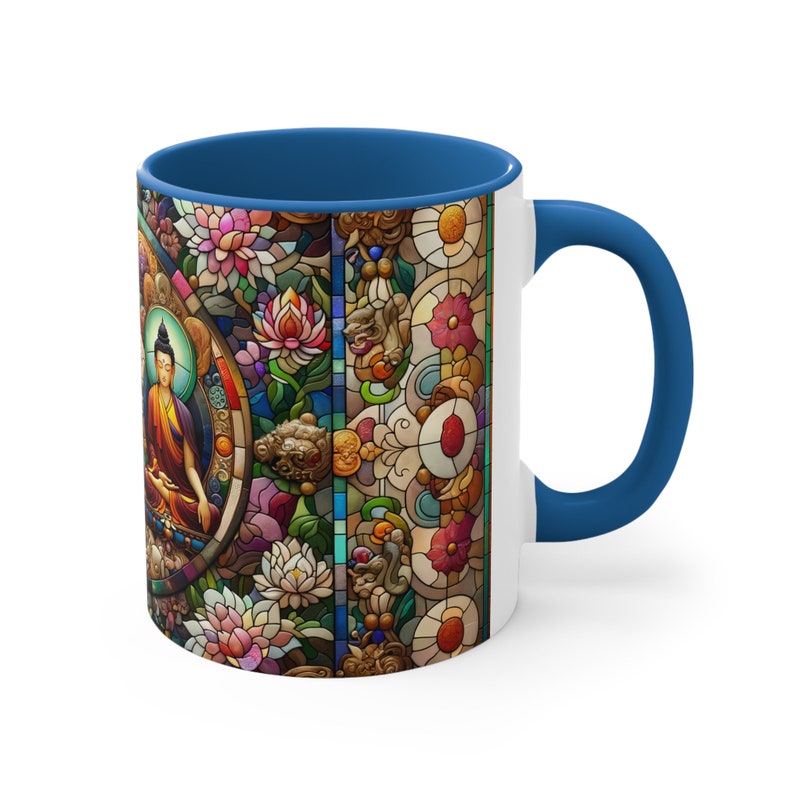 Stained Glass Buddha Mug – Zen Meditation Drinkware, Spiritual Gift for Peace Seekers, Mindfulness Tea Cup, Yoga Decor Coffee Mug image 8