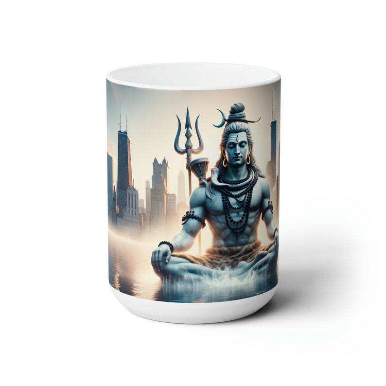 Chicago Skyline Shiva Mug – Hindu Lake View Coffee Cup, Spiritual ...