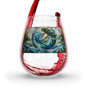 Water Goddess Stemless Wine Glass, Mythical Spirituality Drinkware, Divine Feminine Wine Glass, Mystical Decor, Pagan Goddess Gift