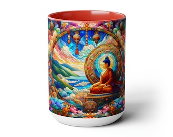 Tazas de café de dos tonos de agua de Buda, 15 oz