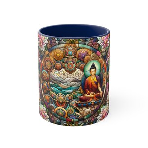 Stained Glass Buddha Mug – Zen Meditation Drinkware, Spiritual Gift for Peace Seekers, Mindfulness Tea Cup, Yoga Decor Coffee Mug image 3
