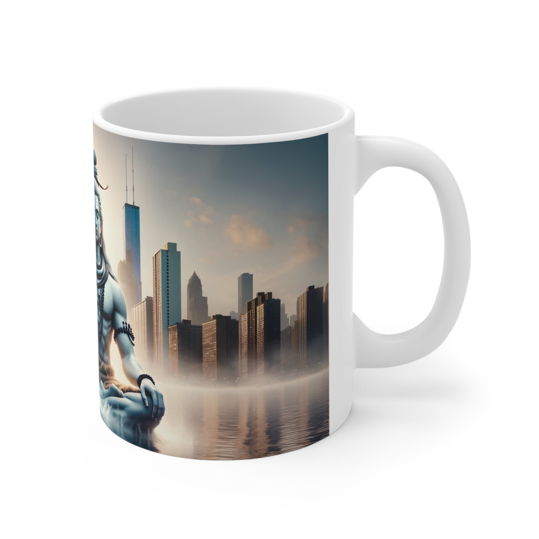 Chicago Skyline Shiva Mug – Hindu Lake View Coffee Cup, Spiritual ...