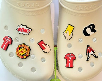 Fútbol Ronaldo Manchester United Goat Multi Pack de Croc Charm Shoe Jibbitz paquete de 8