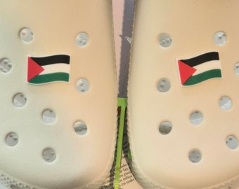 Lot de 2 chaussures Jibbitz à breloques croco avec drapeau de la Palestine