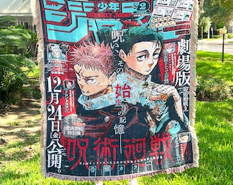 Anime Woven Blanket | Custom Throw Blanket Tapestry | Wall Hanging Decor for Anime Fans